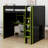 Wood Loft Bed With Desk,Open Wardrobe,Storage Compartments And RGB Lights-1337280842