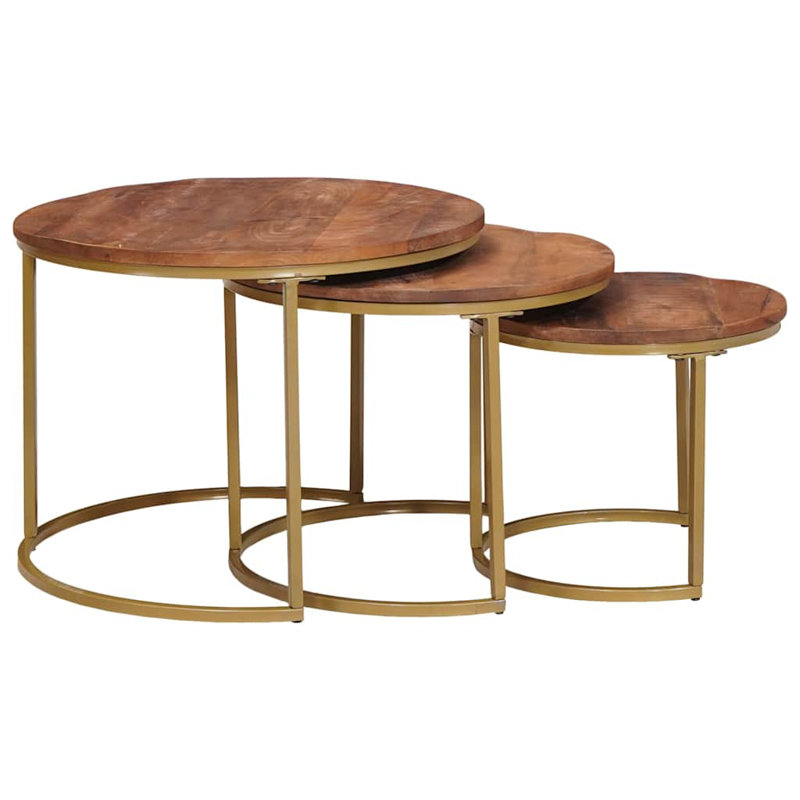 Coffee Table, Honey Brown, 40cm. H x 54cm. L x 54cm. W, Gold