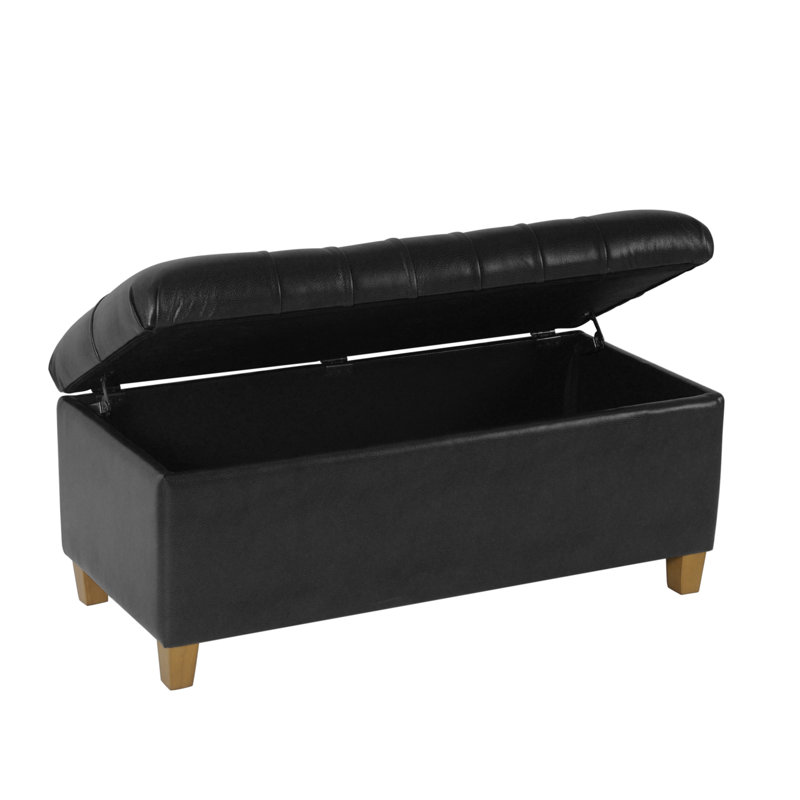 Ardice Faux Leather Upholstered Storage Bench, Black