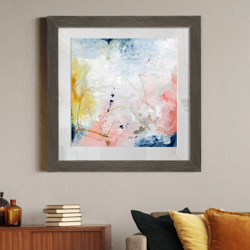 Pastel Fantasy II-impression sur papier, H 21 po x l 21 po x P 1 po, Cadre gris