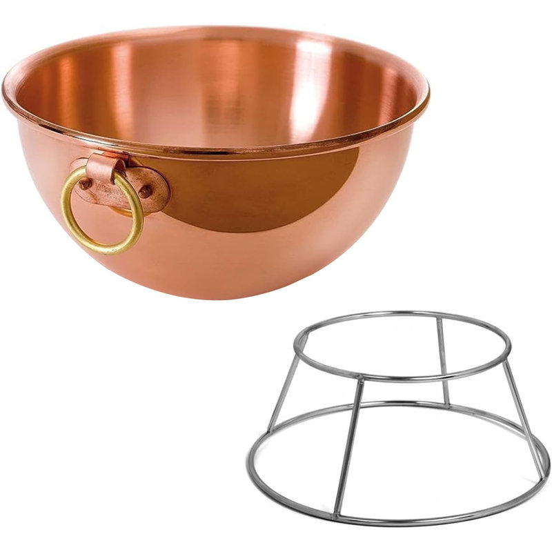 Mauviel 1830 M'Passion Copper Egg White Beating Bowl With Ring & Support, 2.8-qt, 7.87" Diameter