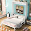Grand lit blanc avec option de tablette polyvalente - Taille de rangement personnalisable