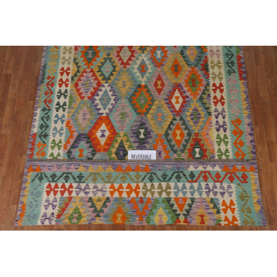 Reversible Wool Kilim Living Room Rug 7x10