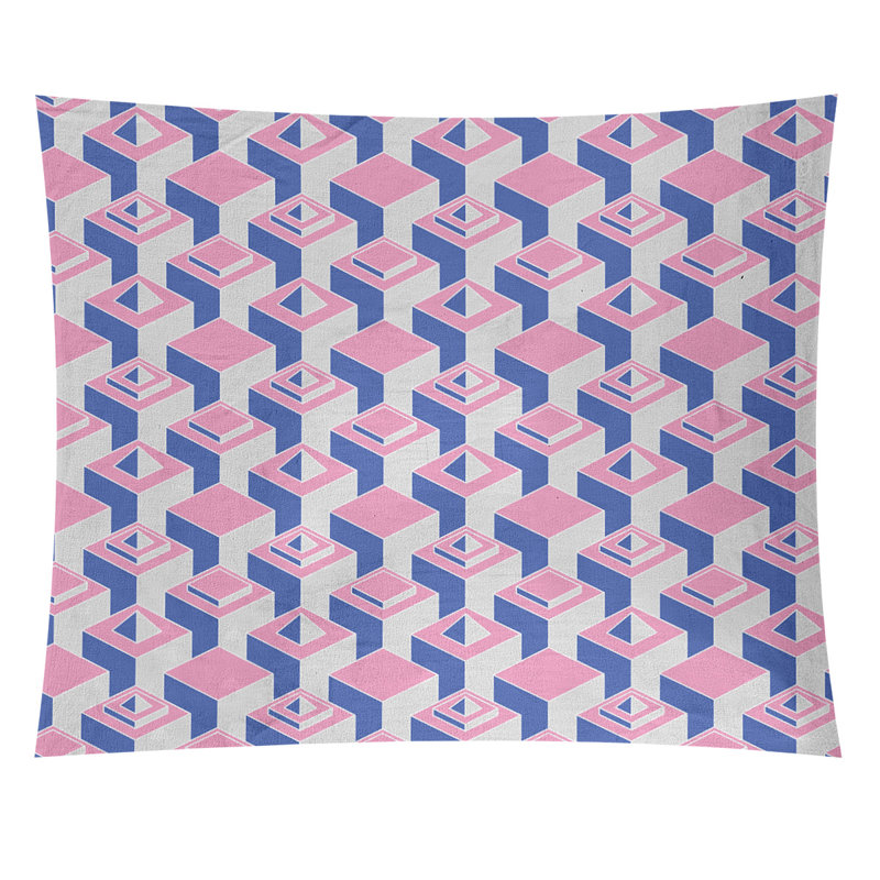 Tapisserie, H 68 po x l 80 po, Rose/bleu