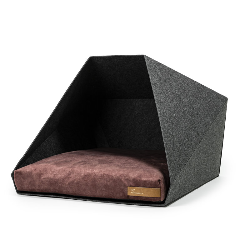 Polyester Pet Bed, Dark Grey/Red