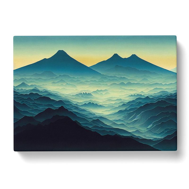 Blissful Mountain Sunrise - Wrapped Canvas Painting, 35cm H x 50cm W x 3cm D