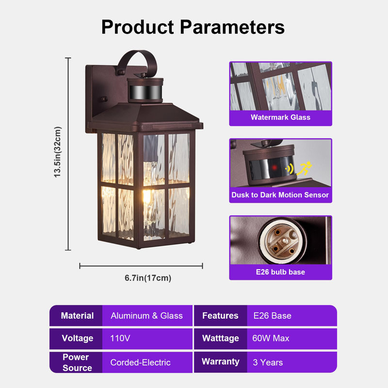 Porch Lights Outdoor 2 Pack,Motion Sensor Exterior Light Fixture with Dusk to Dawn Outdoor Wall Lights Modern Sconce Lights for House Patio Front Door Garage