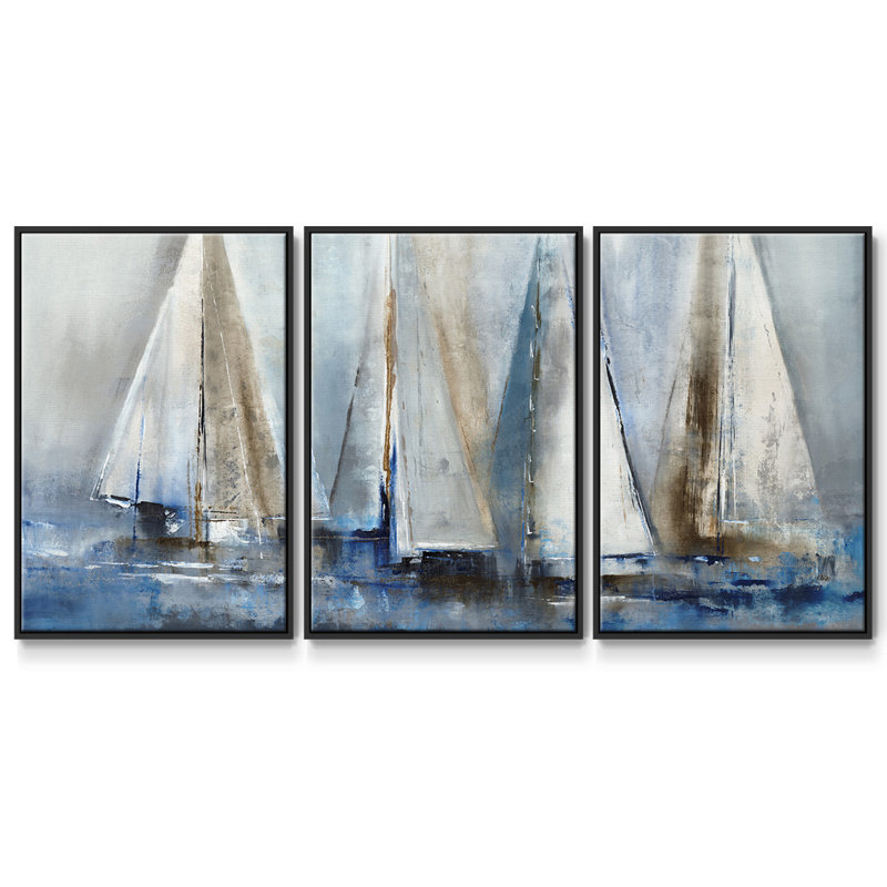" Quiet Wind II " 3 - Pieces, 24" H x 48" W x 2" D, Black