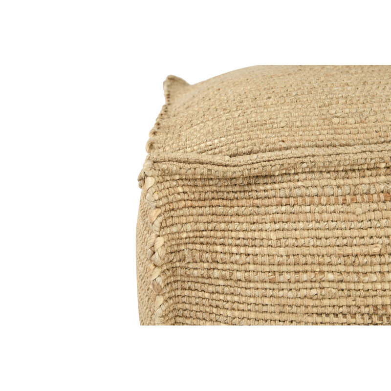 Handwoven Jute Pouf with Flanged Edges
