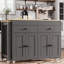Îlot de cuisine avec table de salle à manger extensible, roulettes, étagère à épices, 2 tiroirs et armoires-297231908