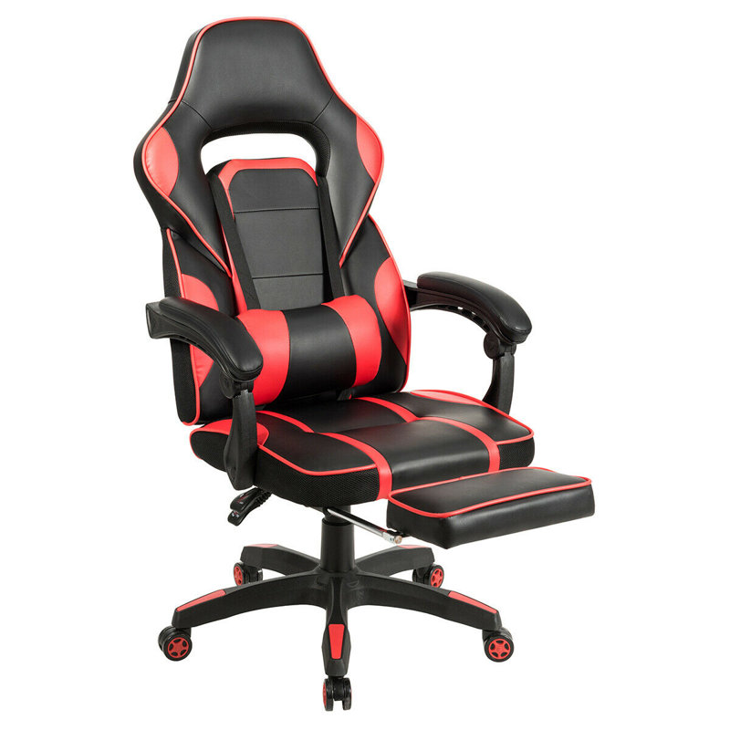 Ebern Designs Adjustable Reclining Ergonomic Swiveling PC & Racing Game Chair, Red