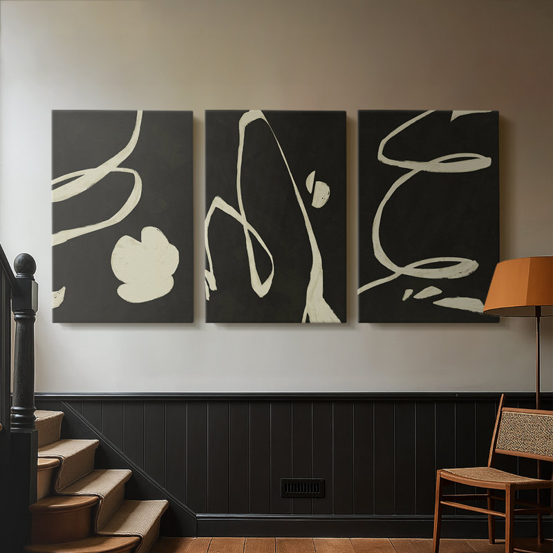 Neutral Spring I  -Custom Wrapped Gallery Canvas - 3 Pieces, 12" H x 24" W