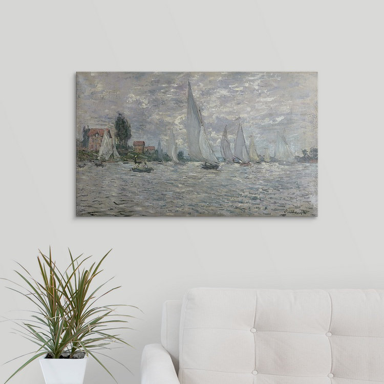 «Les bateaux ou la régate à Argenteuil, vers 1874» par Claude Monet, reproduction d'art, H 24 po x l 32 po x P 1 po