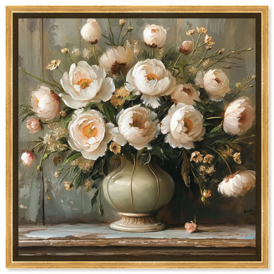 Ivory Blooms Bouquet Canvas Floral Glam Art by Art Remedy