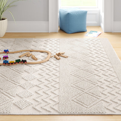 Millbury Wool/Cotton Handmade Ivory Area Rug