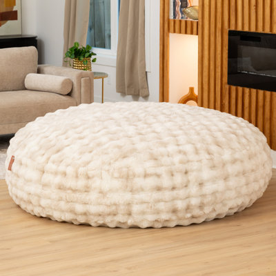 Raven-Symoné Home Big Snuggler Luxe Faux Fur 6 Foot Cocoon 2-In-1 Large Bean Bag Bed & Lounger - Phantom Cream