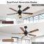 Ventilateur de plafond 52 po avec lumière et télécommande, moteur à courant continu silencieux réversible à 6 vitesses, ventilateur à 5 pales pour salon