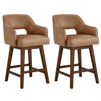 Tabouret de comptoir pivotant en similicuir Lainey (ensemble de 2)
