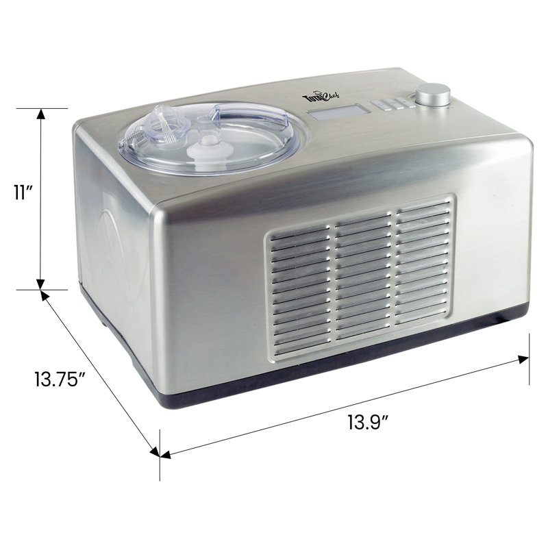 Total Chef 1.6 Qt Compressor Ice Cream Maker, 2-in-1 Automatic Ice Cream & Yogurt Maker, Countertop Frozen Dessert Machine, No Pre-Freezing Required