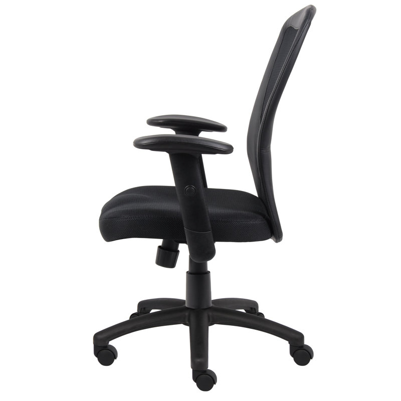 Black Ergonomic Mesh Back Vinyl Task Chair with Adjustable Arms