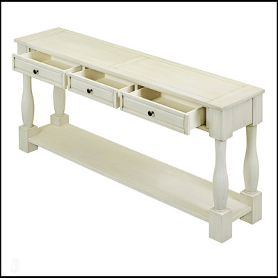Ultra-Long 63 Inch Console Table With Drawers And Shelf, Perfect For Entryways And Hallways, Combining Style And Functionality.