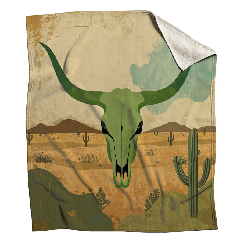 Couvertures Green Bull Skull, L 50 po x H 60 po