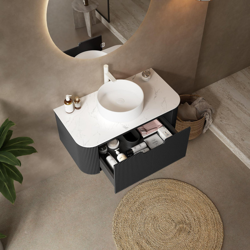 Meuble-lavabo flottant de luxe, 36, Blanc