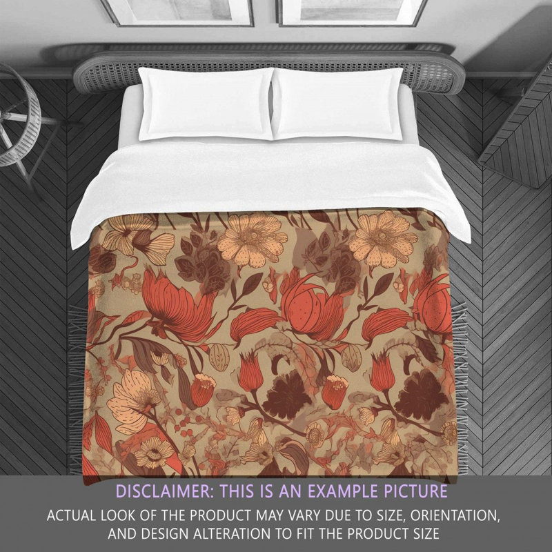 Floral Brown/Red Microfiber Comforter, Twin Comforter