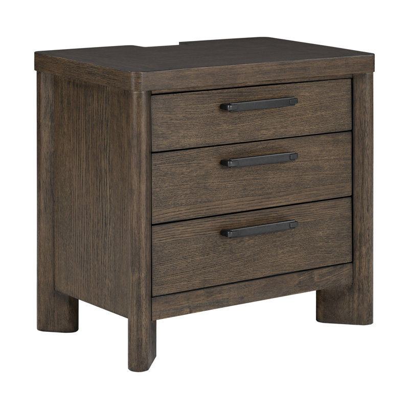 Table de chevet 3 tiroirs Juliano, Dark Oak