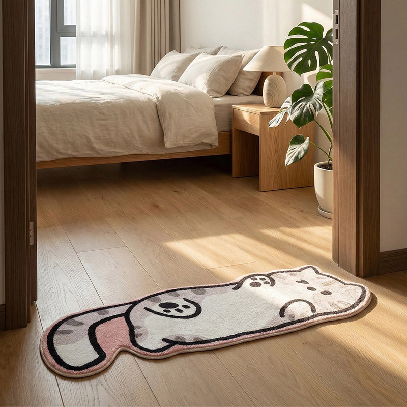 Abstract Machine Tufted 120cm X 39cm Area Rug, Pink