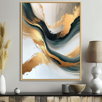 Oniel, mélodie silencieuse de Golden Hard Edge Ink I - art mural abstrait