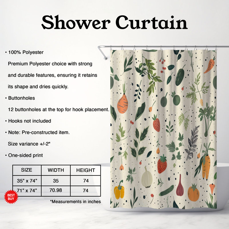 New Kale - Premium Shower Curtain, 74"H x 71"W