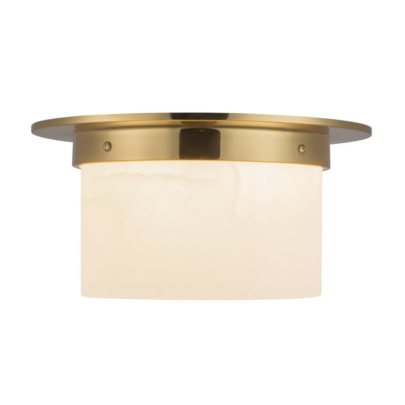 Mineral 11-in Brass Flush Mount, Alabaster, Brass