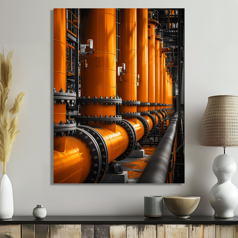 Orange orange Powerhouse Pulse Power Plant I - Power Plants, art mural, Métal métal, H 16 po x l 32 po