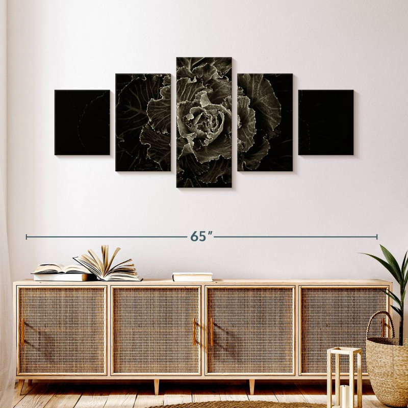 Backyard Flowers Sepia Version, 24" H x 55" W