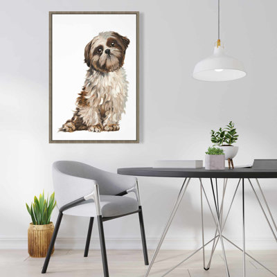Shih-tzu Illustrative Animals Framed Canvas | Home Decor