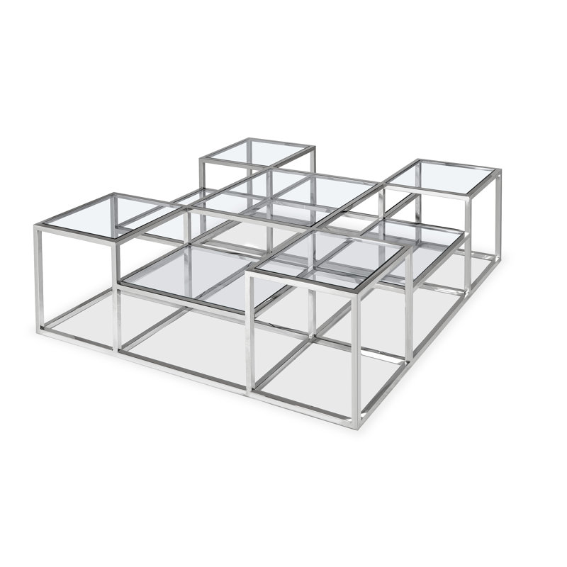 Silver Frame Square Glass Top Coffee Table