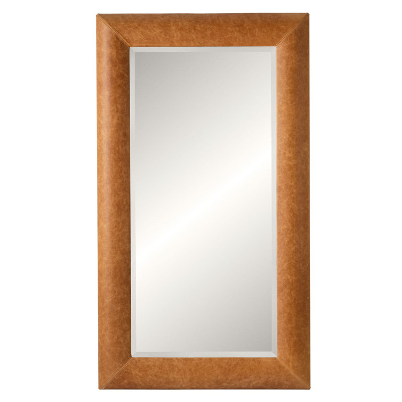 Hendrix Rectangle Leather Beveled Mirror, Cognac