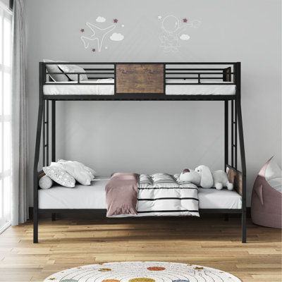 Lits superposés avec lit gigogne, structure de lit superposé en métal avec barrière de sécurité et 2 échelles pour enfants, structure en métal robuste et supports de panneau de protection, aucun sommier requis, assemblage facile