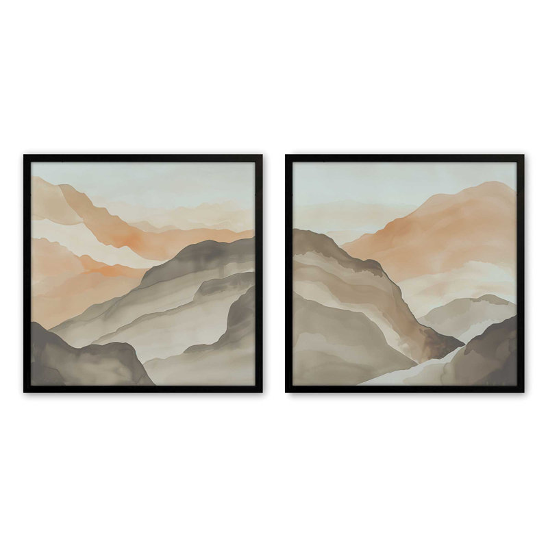 Amber Horizons, ensemble de 2 impressions sur toile,, Satin Black, H 17,5 po x l 35 po