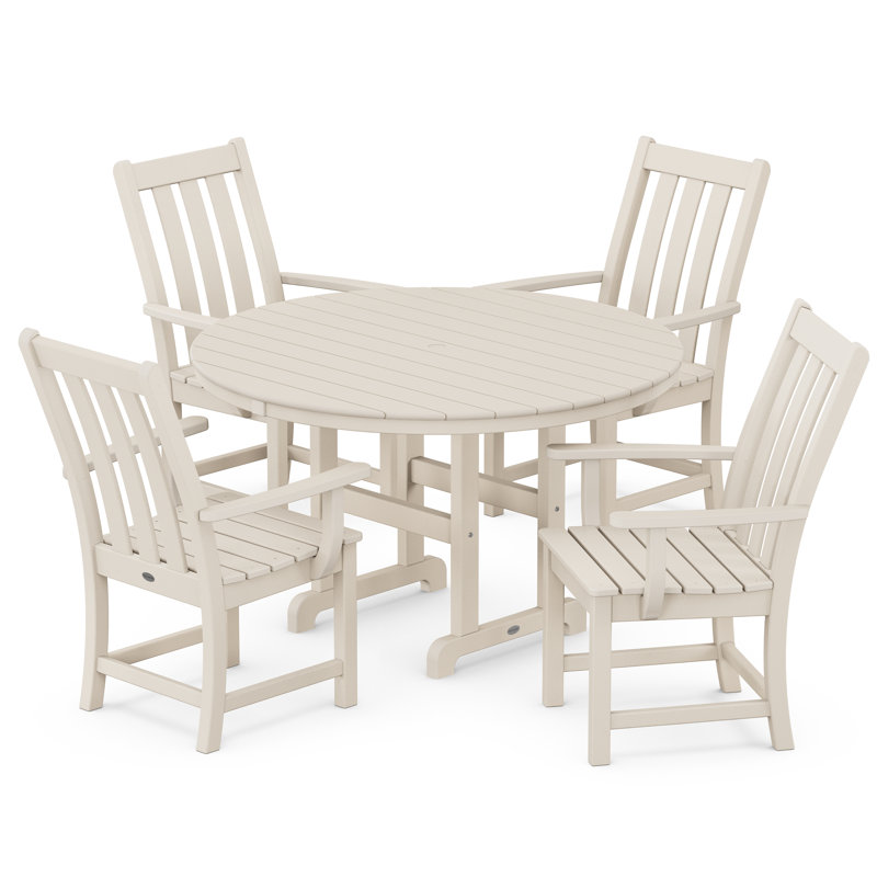 Vineyard 5-Piece Round Farmhouse Dining Set, Sand