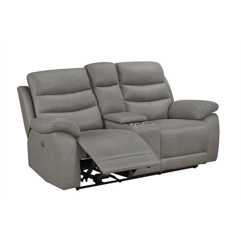 Ensemble 3 pièces: canapé inclinable électrique, causeuse console et fauteuil inclinable coulissant brun