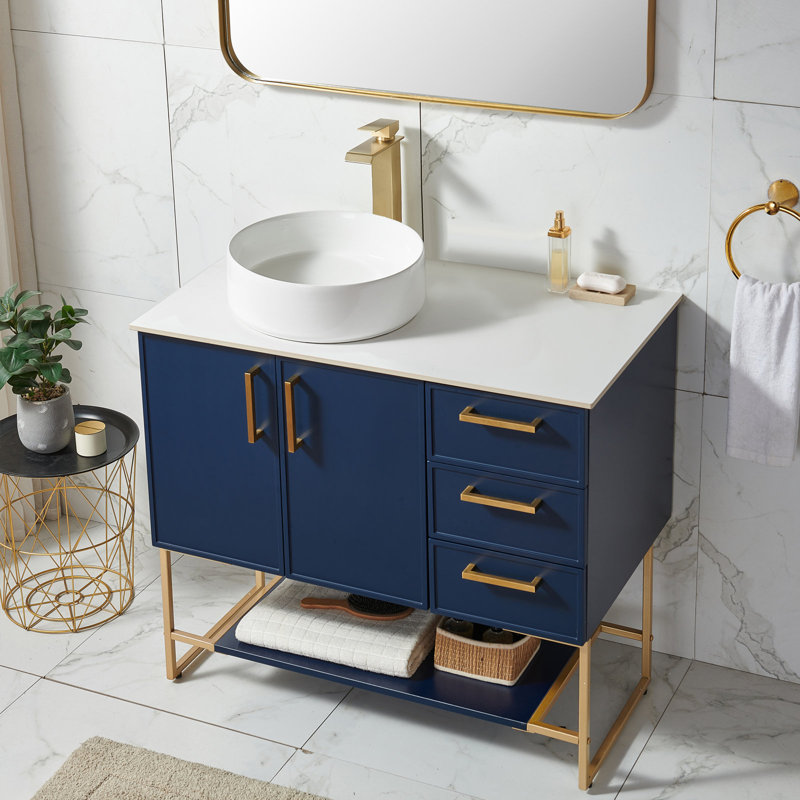 Ensemble de meuble-lavabo simple 36 po bleu