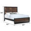 Grand lit traditionnel en bois de noyer avec tête de lit à panneau horizontal moderne, profil bas pour chambre spacieuse, construction et système de lattes-130104259