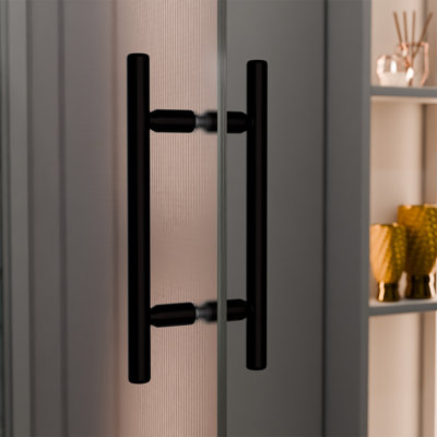 Ladder Style Back-to-Back Pull Handle, 12" Length, 8" Mounting Center To Center, Glazing Thickness 5/16" To 1/2", Oil Rubbed Bronze Finish