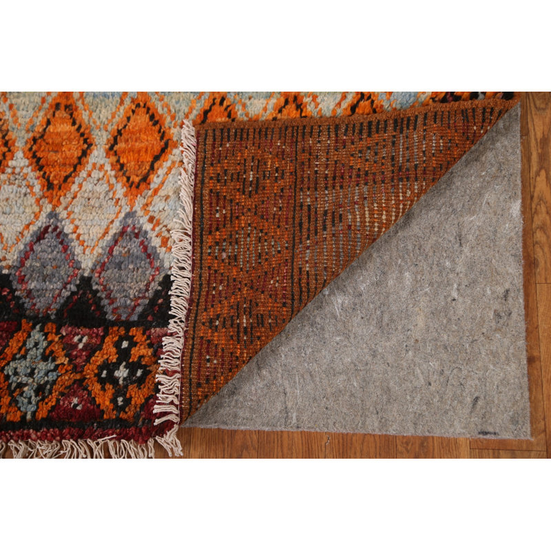 One-of-a-Kind 6'11" x 9'10" New Age Rectangle Wool Area Rug in Black and Orange