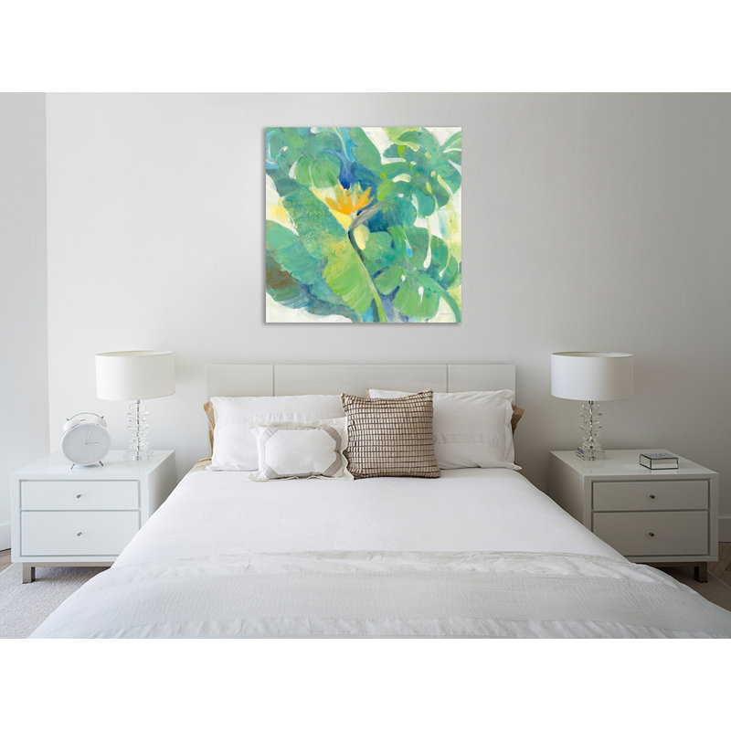 «Tropical Paradise», toile tendue par Albena Hristova, H 48 po x l 48 po x P 1,5 po