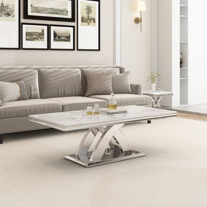 Table basse Burdell Ct0218, Argent argent