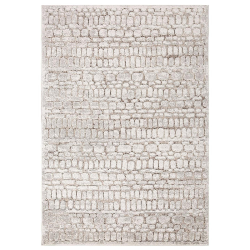 Modern Geometric Shapes Area Rug, Mushroom, 6x9