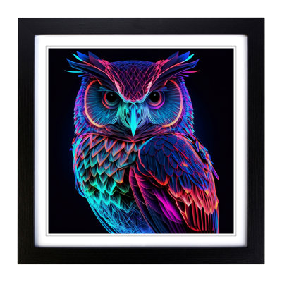 Owl Neon Art - Framed Print